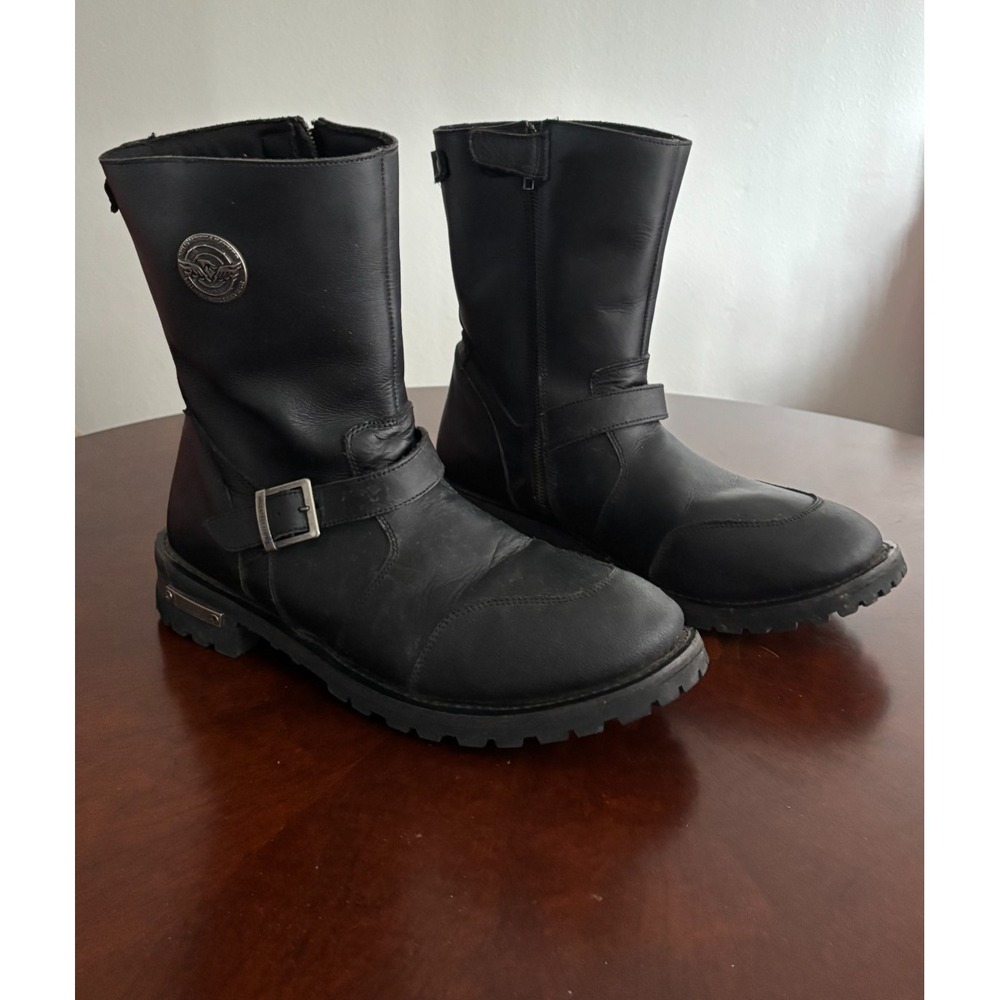 Milwaukee Motorcycle Boots 15 Black Leather Square Biker Oil Resist Harness Goth